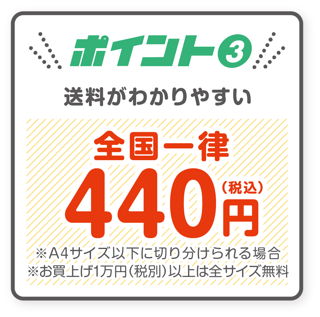 ポイント3　送料がわかりやすい。全国一律 税込440円！